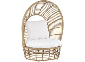 4251682260572 - Beliani - Korbsessel Beige aus Rattan   Metall mit Kissen Indoor   Outdoor Garten Lounge Terrasse Patio Balkon Wohnzimmer Schlafzimmer Modernes Design