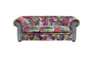 4260580920976 - Beliani - Sofa im englischen Stil Polsterbezug Patchwork bunt rosa Chesterfield - Bunt