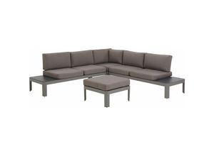 4251682247627 - Beliani - Lounge Set Grau 5-Sitzer Polyester Aluminium inkl Auflagen mit Hocker Garten Terrassemöbel Outdoor Modernes Design - Grau