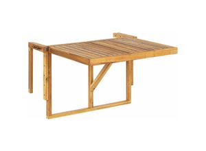 4251682267335 - Beliani - Balkonhängetisch Akazienholz Hellbraun 60 x 40 cm Höhenverstellbar Balkontisch Balkon Terrasse Balkonmöbel - Heller Holzfarbton