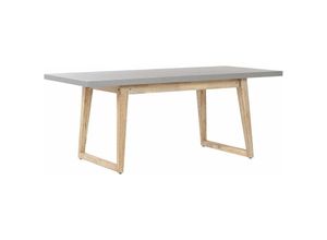 4251682260138 - Beliani - Tisch Grau   Heller holzfarbton Faserzement   Akazienholz 180 x 90 cm Indoor & Outdoor Garten Schlafzimmer Wohnzimmer - Heller Holzfarbton