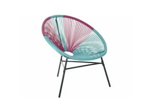 4260624113739 - Beliani - Balkonstuhl Türkis Rosa Polyrattan Spaghetti-Optik Modern Mexikanischer Stil Outdoor Balkon Terrasse Garten Möbel - Schwarz