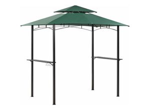 4255664815200 - Beliani - berdachung aus Metallrahmen mit Haken und Regalen Gartenpavillon Dunkelgrün Stoff Schwarz Stahl 240 x 148 cm - Schwarz