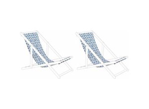 4251682260930 - Beliani - Stoffbezüge für Gartenliege 2er Set Weiß Blau aus Polyester 113 x 44 cm mit Zick Zack Muster Gartenausstattung Outdoor Garten Accessories