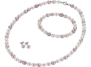 4031427369858 - Schmuckset FIRETTI Multipack Schmuck Geschenk Silber 925 Halskette Armband Ohrstecker Schmuck-Sets silberfarben (silberfarben mehrfarbig) Damen Brautschmuck Made in Germany - mit Süßwasserzuchtperlen