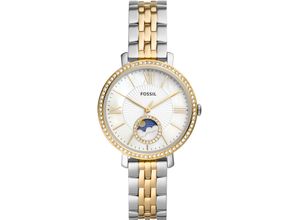 4064092124057 - Quarzuhr FOSSIL JACQUELINE ES5166 Armbanduhren silberfarben (silberfarben goldfarben) Damen Armbanduhr Damenuhr Mondphase Perlmutt-ZifferblattEdelstahlarmband