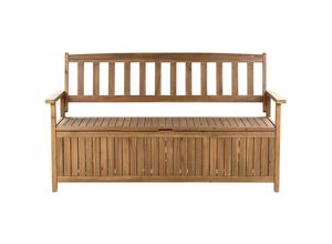 4255664810496 - Beliani - Gartenbank Hellbraun Akazienholz 160 cm mit Armlehnen Stauraum Modern Rustikal Garten Terrasse Wintergarten Ausstattung Sitzmöbel Outdoor