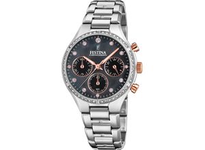 8430622717338 - Chronograph FESTINA Boyfriend F20401 4 Armbanduhren silberfarben Damen Armbanduhr Quarzuhr Damenuhr Stoppfunktion Edelstahlarmband