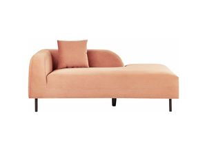 4255664806185 - Beliani - Chaiselongue Pfirsichrosa Samtstoff Linksseitig mit Kissen Modernes Design Retro Stil Relaxliege für Wohnzimmer Schlafzimmer Indoor - Rosa