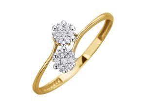 4006046327152 - Fingerring FASCINATION BY ELLEN K Gold 375 Zirkonia weiß Fingerringe Gr 185 Gold gelb (gelb weiß) Damen Fingerringe