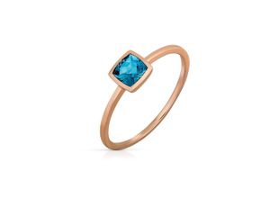 4006046347075 - Fingerring 585 Gold Roségold Blautopas (beh) Fingerringe Gr 054 (172) Gold rot (rot blau) Damen