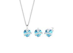 4050878461973 - Schmuckset ELLI Herz Glamourös Kristalle 925 Silber Schmuck-Sets Gr OneSize blau (hellblau hellblau) Damen Schmucksets