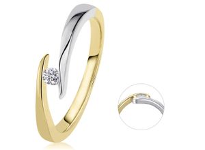 4067551977027 - Diamantring 005 ct Diamant Brillant Spannfassung Ring aus 585 Gelbgold Fingerringe Gr 56 Gelbgold 585-Weißgold 585-Diamanten goldfarben (gold) Damen Gold Schmuck Spannfassung