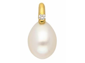 4065633587881 - Ketten-Anhänger ADELIA´S 585 Gold Anhänger mit Diamant und Süßwasserperle Schmuckanhänger Gr 0030 ct VVS = sehr sehr kleine Einschlüsse mit Brillant Gelbgold 585 goldfarben (gold) Damen Anhänger 585 Gold mit Diamant und Süßwasserperle Goldschmuck für