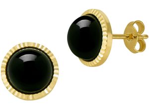 4068222312949 - Paar Ohrstecker FIRETTI Schmuck Geschenk Gold 333 Ohrschmuck Ohrringe Kreis rund Edelstein Gr Gelbgold 333 schwarz (gelbgoldfarben schwarz schwarz) Damen Ohrstecker Made in Germany - mit Onyx