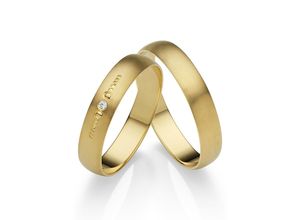 4007972652981 - Trauring FIRETTI Schmuck Geschenk Gold 375 Hochzeit Ehering LIEBE Fingerringe Gr 52 001 ct SI = kleine Einschlüsse mit Brillant Gelbgold 375 4 mm gelb (gelbgoldfarben) Trauringe Made in Germany wahlweise mit oder ohne Brillant