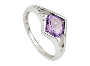 4061861036047 - Diamantring JOBO Fingerringe Gr 58 SI = kleine Einschlüsse Weißgold 585-Diamanten weiß (weißgold 585) Damen Diamantringe 585 Weißgold mit Amethyst und 3 Diamanten