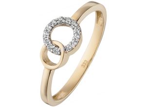 4061861159593 - Fingerring JOBO Fingerringe Gr 50 Gelbgold 333 goldfarben (gelbgold 333 weiß) Damen Fingerringe 333 Gold bicolor mit 13 Zirkonia