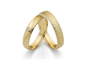 4007972561245 - Trauring FIRETTI Schmuck Geschenk Gold 750 Hochzeit Ehering LIEBE Fingerringe Gr 50 001 ct SI = kleine Einschlüsse mit Brillant Gelbgold 585 4 mm gelb (gelbgoldfarben) Trauringe Made in Germany wahlweise mit oder ohne Brillant