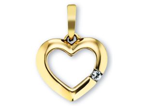 9145546192688 - Ketten-Anhänger Zirkonia Herz Anhänger aus 333 Gelbgold Schmuckanhänger Gr Damen Gelbgold 333 goldfarben (gold) Damen Anhänger Gold Schmuck Herz