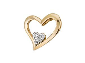 4063009478221 - Herz-Anhänger FIRETTI Schmuck Geschenk Gold 375 Halsschmuck Anhänger Herz Schmuckanhänger Gr Gelbgold 375 060 g weiß (gelbgoldfarben weißgoldfarben kristallweiß kristallweiß) Damen Anhänger zu Kleid Shirt Jeans Sneaker Anlass Geburtstag Weihnachten