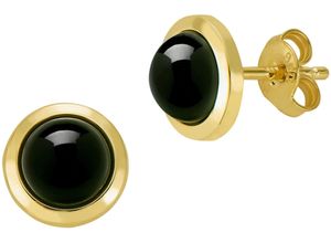 4068222313045 - Paar Ohrstecker FIRETTI Schmuck Geschenk Gold 333 Ohrschmuck Ohrringe Kreis rund Edelstein Gr Gelbgold 333 schwarz (gelbgoldfarben schwarz schwarz) Damen Ohrstecker Made in Germany - mit Onyx