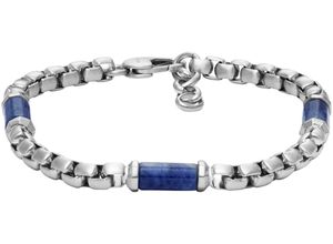 4064092283426 - Armband FOSSIL Schmuck Geschenk Edelstahl ALL STACKED UP JF04604040 JF04725040 Armbänder Gr Edelstahl blau (edelstahlfarben blau blau) mit Agat oder Sodalith