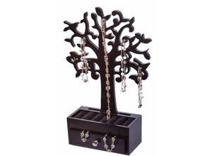 4260700653418 - Schmuck Baum mit Schublade - schwarz - Holz Kasten Schmuck Box Kästchen Ständer