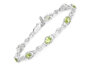 4250877754162 - Armband VIRA JEWELS 925-Sterling Silber rhodiniert Glänzend Peridot grün Armbänder Gr 19cm Silber 925 (Sterlingsilber) weiß Damen Armbänder Silber