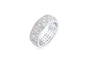 4050878575106 - Fingerring ELLI PREMIUM Bandring Microsetting Zirkonia Kristall 925 Silber Fingerringe Gr 52 mm mit Steinen Silber 925 (Sterlingsilber) 7 mm silberfarben (silber weiß) Damen Fingerringe