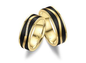 4069415273641 - Partnerring MARRYA Carbon Trauring Ehering Partnerring Fingerringe Gr 48 Carbon herren ring schwarz gold Damen Freundschaftsringe