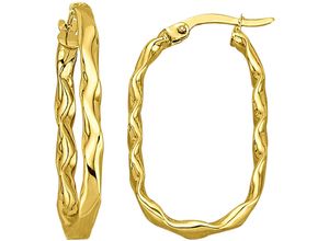 4068222177838 - Paar Creolen FIRETTI Schmuck Geschenk Gold 375 Ohrschmuck Ohrringe Struktur Gr Gelbgold 375 gelb (gelbgoldfarben) Damen Creolen