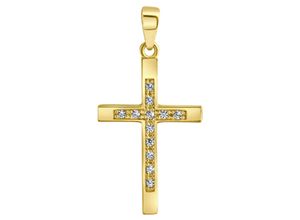 4006046384117 - Kreuz-Anhänger FIRETTI Schmuck Geschenk Gold 375 Halsschmuck Anhänger Halskette Kreuz Schmuckanhänger Gr Gelbgold 375 075 g goldfarben (gelbgoldfarben kristallweiß kristallweiß) Damen mit Zirkonia (synth)