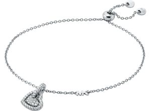 4064092311051 - Armband MICHAEL KORS Schmuck Geschenk Silber 925 Armkette Pavé Herz Charm MKC1748CZ040 Armbänder Gr Silber 925 (Sterlingsilber) silberfarben (silberfarben kristallweiß kristallweiß) Damen mit Zirkonia (synth)