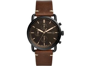 4053858961166 - Chronograph FOSSIL COMMUTER FS5403 Armbanduhren braun Damen Quarzuhr Armbanduhr Herrenuhr DamenuhrStoppfunktionLederarmband