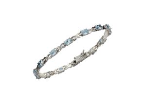 4006046303989 - Armband ZEEME Silber 925 rhodiniert 19cm lang mit 14x Blautopas (beh) Armbänder Gr 19cm Silber 925 (Sterlingsilber) weiß Damen