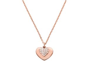 4013496039504 - Kette mit Anhänger MICHAEL KORS PREMIUMMKC1120AN791 Herz Halsketten Gr Silber 925 (Sterlingsilber) Länge 45 cm rosegold (roségoldfarben) Damen mit Zirkonia (synth)