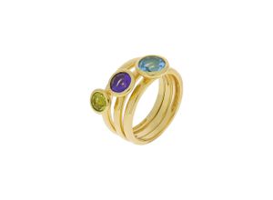 4006046345538 - Fingerring ZEEME 925 - Sterling Silber Blautopas Peridot Amethist Fingerringe Gr 052 (166) 15 ct Silber 925 (Sterlingsilber) gelb (gelb blau) Damen Fingerringe