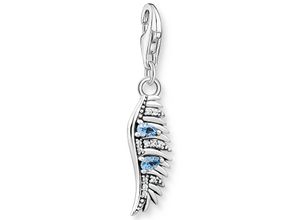 4051245543285 - Charm-Einhänger THOMAS SABO Phönix Feder mit blauen Steinen 1905-644-1 Charms bunt (silberfarben weiß weiß) Damen mit Zirkonia (synth)