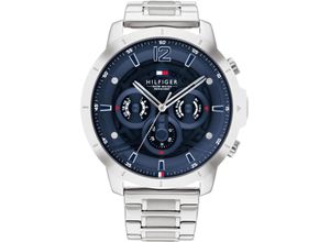 7613272485210 - Multifunktionsuhr TOMMY HILFIGER CLASSIC 1710492 Armbanduhren silberfarben Herren Hochzeitsmode Quarzuhr Armbanduhr Herrenuhr Datum 1224-Std-Anzeige analog