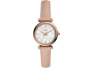 4013496911589 - Quarzuhr FOSSIL Carlie Mini ES4699 Armbanduhren rosa (natur) Damen Armbanduhr Damenuhr Lederarmband