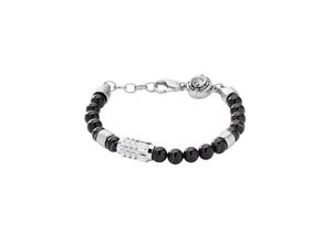 4053858276963 - Armband DIESEL Schmuck Edelstahl Armschmuck Beadarmband Armbänder Gr Edelstahl schwarz (edelstahlfarben schwarz) mit Achat