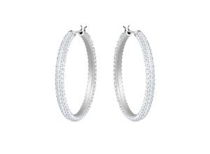 9009653894326 - Paar Creolen SWAROVSKI Stone weiss rhodiniert 5389432 Ohrringe Gr Metall silberfarben (silberfarben kristallweiß) Damen Creolen mit Kristall