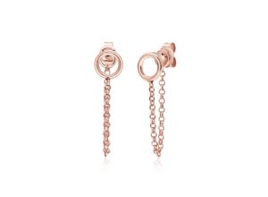 4050878573713 - Paar Ohrhänger ELLI Stecker Kreis mit Kette 925 Silber Ohrringe Gr OneSize ohne Stein Silber 925 (Sterlingsilber) rosegold Damen