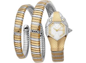 4894626120404 - Quarzuhr JUST CAVALLI TIME Serpente doppio Armbanduhren silberfarben (silbergoldfarben) Damen Damenuhr Armbanduhr Edelstahlarmband