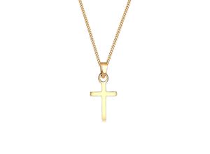 4050878521608 - Kette mit Anhänger ELLI PREMIUM Kreuz Konfirmation Kommunion Glaube 585 Gelbgold Halsketten Gr 45 Gelbgold 585 Länge 45 cm goldfarben (gold) Damen Collier Goldkette Halskette Kreuzkette Ketten mit Anhänger Halsschmuck