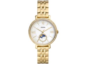 4064092124064 - Quarzuhr FOSSIL JACQUELINE ES5167 Armbanduhren goldfarben Damen Armbanduhr Damenuhr Perlmutt-Zifferblatt MondphaseEdelstahlarmband