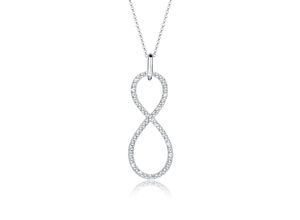 4050878505837 - Kette mit Anhänger ELLI PREMIUM Infinity Kristalle Endless 925 Silber Halsketten Gr 70 mit Steinen Silber 925 (Sterlingsilber) Länge 70 cm silberfarben (silber) Damen Ketten mit Anhänger