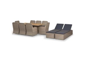 8720286226087 - Vidaxl - 11-tlg Garten-Essgruppe Poly Rattan Braun