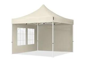 4064108036510 - Intent24 - 3x3 m Faltpavillon economy Stahl 30mm Seitenteile mit Sprossenfenstern creme - crème